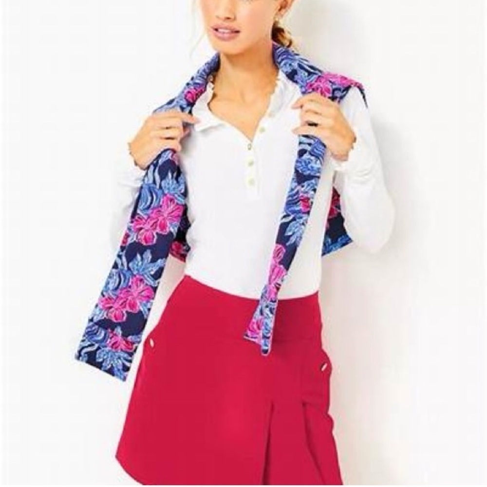 Lilly PULITZER antibes skort UPF 50+ poinsettia red size 10 NWT